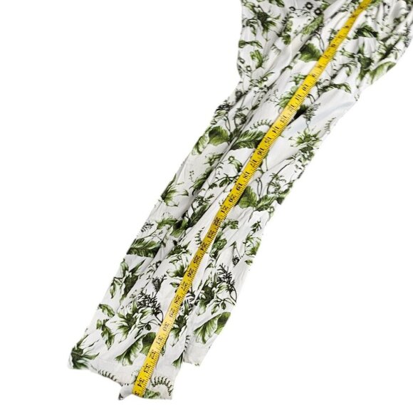 Anthropologie Pull-On Silky Pants, Green Floral Print, Wide Leg, Size 12 Tall - Picture 6 of 11